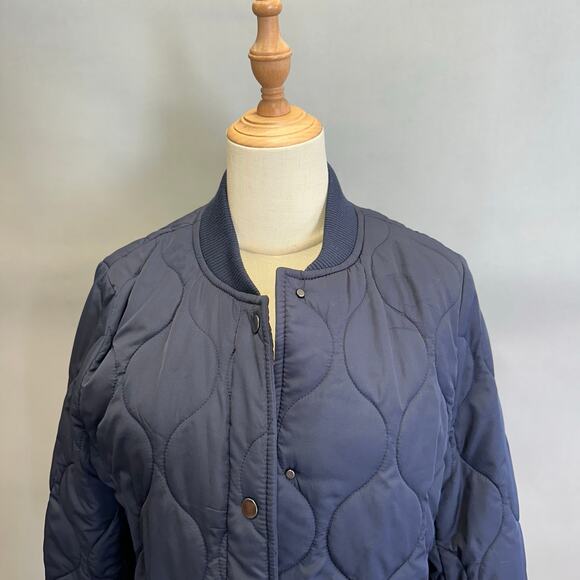 Banana Republic Water-resistant Quilted Long Coat in Navy Size Medium - Picture 3 of 15